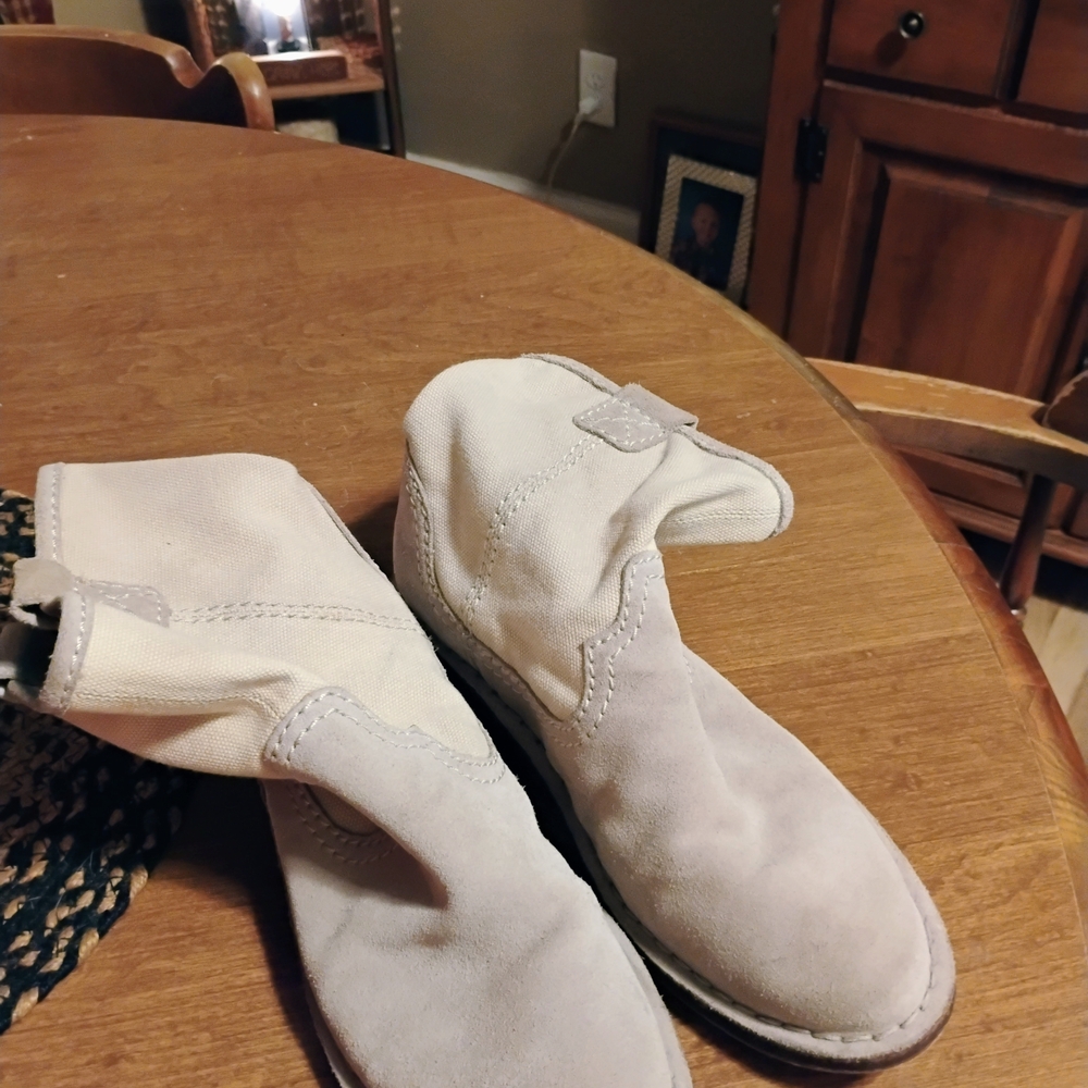 Cream Suede Ankle Boots